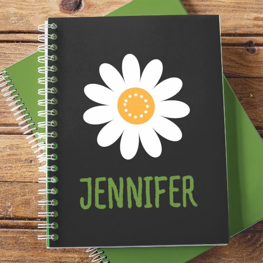 Carnet Fleur simple marguerite personnalisée