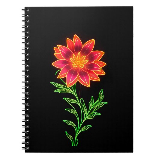 Carnet Fleur stylisée néon (Devant)