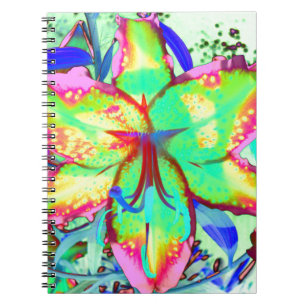 Carnet Fleur tropicale fleurie fleurie verte rose