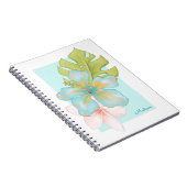 Carnet Fleur tropicale fraîche d'été avec nom (Côté Droit)