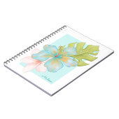 Carnet Fleur tropicale fraîche d'été avec nom (Côté gauche)