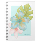 Carnet Fleur tropicale fraîche d'été avec nom (Devant)