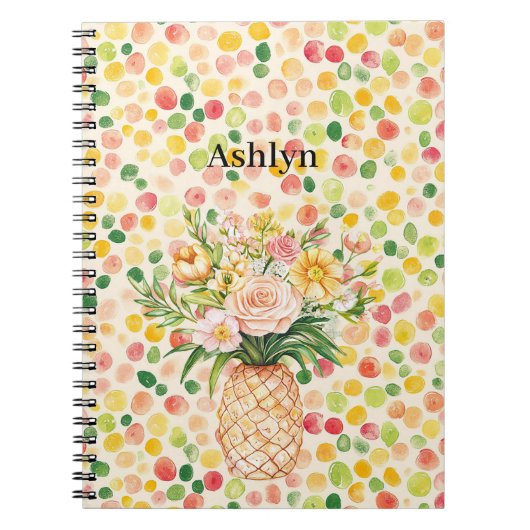 Carnet Fleur Tropicale Jaune Blush Ananas (Devant)