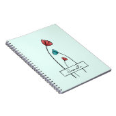 Carnet Fleur Turquoise rouge (Côté Droit)