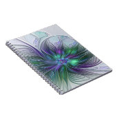 Carnet Fleur vert violet Art Abstrait moderne Fractal (Côté Droit)