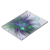 Carnet Fleur vert violet Art Abstrait moderne Fractal (Côté gauche)