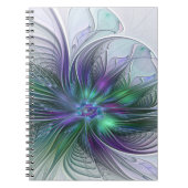 Carnet Fleur vert violet Art Abstrait moderne Fractal (Devant)