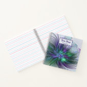Carnet Fleur vert violet Moderne Abstrait Nom fractal (Intérieur)