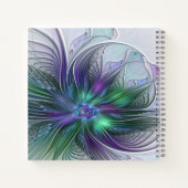 Carnet Fleur vert violet Moderne Abstrait Nom fractal (Dos)