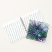 Carnet Fleur verte abstraite moderne fractale violette (Intérieur)