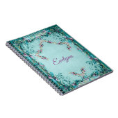 Carnet Fleur victorienne et scroll élégant turquoise viol (Côté Droit)