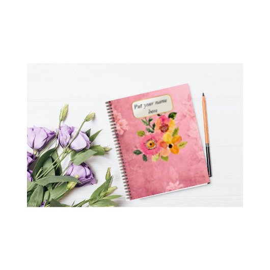 Carnet Fleur vintage rose