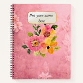 Carnet Fleur vintage rose (Devant)