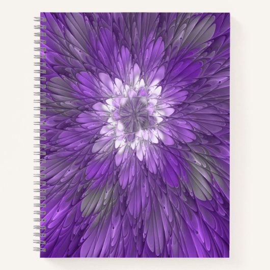 Carnet Fleur Violette Abstraite Art Fractal Psychédélique (Devant)