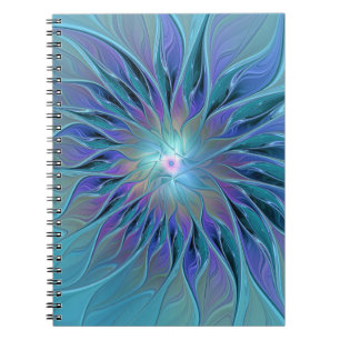 Carnet Fleur Violette Bleue Rêve Abstrait Art Fractal