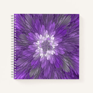 Carnet Fleur Violette Psychedélique Art Fractal Abstrait