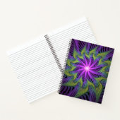 Carnet Fleur Violette Verte Art Abstrait Moderne Fractal (Intérieur)