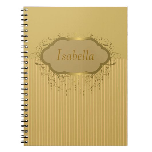 Carnet fleuri de rayure d'or Girly (Devant)