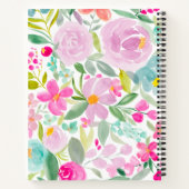 Carnet fleurie moderne girly pastel nom d'aquarelle flora (Dos)