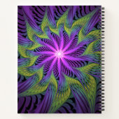 Carnet Fleuron vert violet Art Abstrait fractal moderne (Dos)