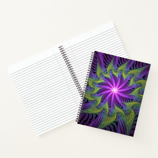 Carnet Fleuron vert violet Art Abstrait fractal moderne (Intérieur)