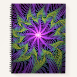 Carnet Fleuron vert violet Art Abstrait fractal moderne