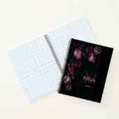 Carnet Fleurs 3D romantiques sombres Monogramme noir (Intérieur)