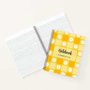 Carnet Fleurs à carreaux jaunes