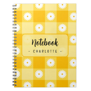 Carnet Fleurs à carreaux jaunes