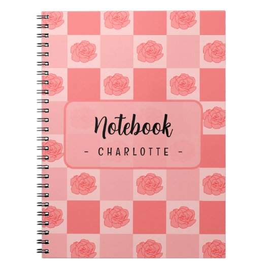 Carnet Fleurs à carreaux roses (Devant)