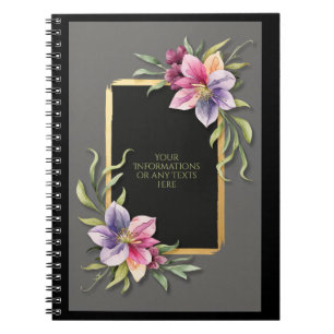 Carnet Fleurs à l'aquarelle - Art de cadre doré élégant 1