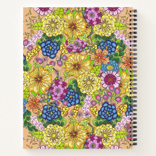 Carnet Fleurs à main complexes Nom et initiale (Dos)