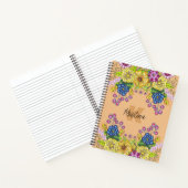 Carnet Fleurs à main complexes Nom et initiale (Intérieur)
