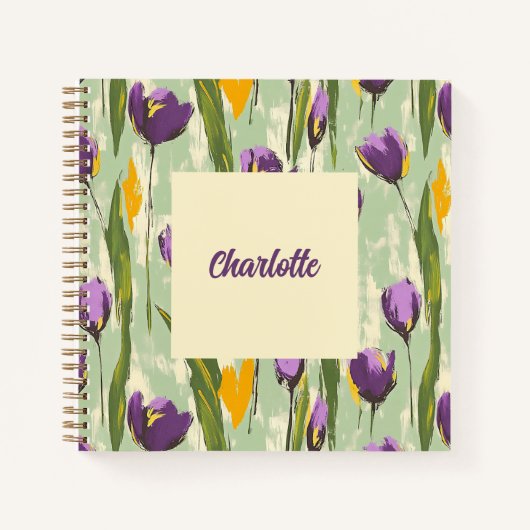 Carnet Fleurs Abstraites de tulipes sur Arrière - plan ve (Devant)