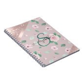 Carnet Fleurs Aquarelle Monogramme Or Rose (Côté Droit)