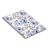 Carnet Fleurs Aquarelles Bleues Chic (Côté Droit)