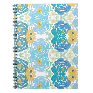 Carnet Fleurs aquarelles bleues et jaunes