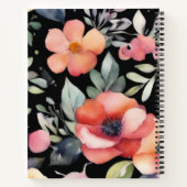 Carnet Fleurs aquarelles élégantes noir or professionnel (Dos)