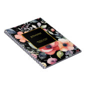 Carnet Fleurs aquarelles élégantes noir or professionnel (Côté Droit)