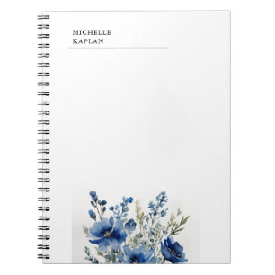 Carnet Fleurs aquarelles modernes blanches noires