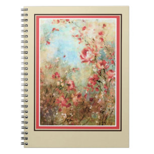Carnet Fleurs aquarelles roses