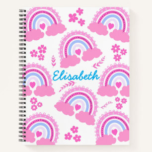 Carnet Fleurs arc-en-ciel roses mignonnes Nom de fille pe