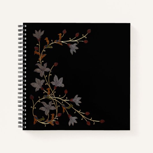 Carnet Fleurs Art Déco sur fond noir (Devant)
