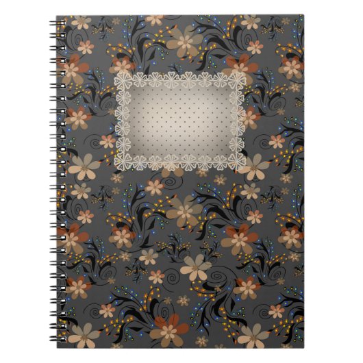 Carnet Fleurs beiges abstraites sans couture gris backgro (Devant)