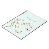 Carnet Fleurs blanches à la menthe Papillons (Côté gauche)