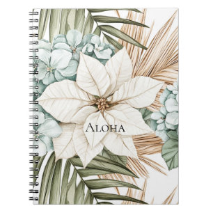 Carnet Fleurs blanches bleues tropicales
