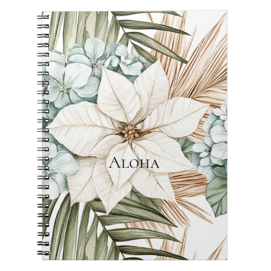 Carnet Fleurs blanches bleues tropicales (Devant)