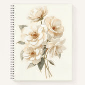 Carnet Fleurs blanches délicates à l'aquarelle botanique (Devant)
