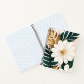 Carnet Fleurs blanches élégantes avec feuillage vert et o (Intérieur)