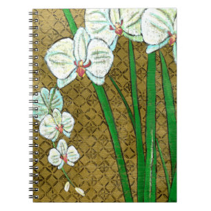 Carnet Fleurs blanches et tiges vertes à la frontière